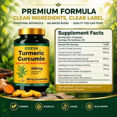 COZYA Joint Support+ | Turmeric Curcumin & Boswellia Capsules